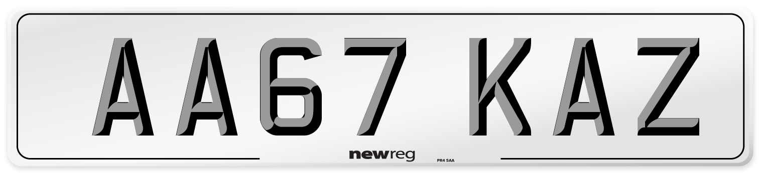 AA67 KAZ Number Plate from New Reg